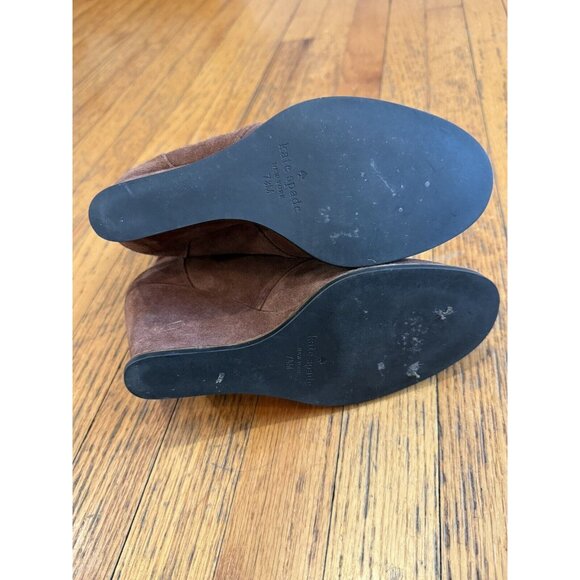 Kate Spade New York Saundra Honey Brown Suede Lace Up Wedge Ankle Boot Size 7.5 - Picture 9 of 10